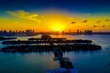 sunset over the harbor