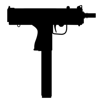 Icono subfusil. Silueta aislada de pistola ametralladora