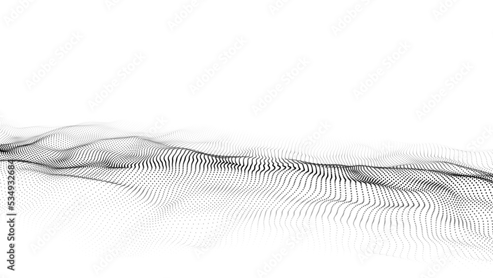 Poster digital technology wave. light cyberspace with motion dots. futuristic digital background artificial