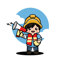 Cute boy construction worker cartoon