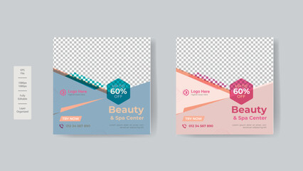 Beauty and spa social media promotion banner premium design template vector