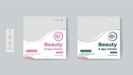 Beauty and spa social media promotion banner premium design template vector