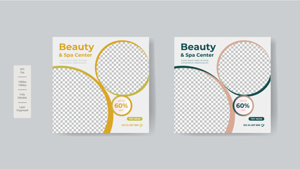 Beauty and spa social media promotion banner premium design template vector