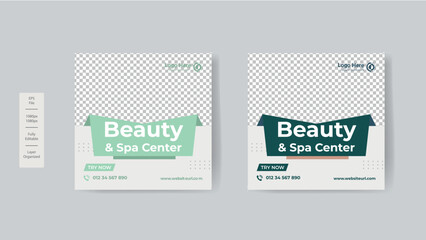 Beauty and spa social media promotion banner premium design template vector