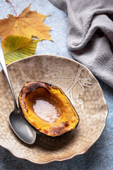 Baked acorn squash with brown sugar and butter
