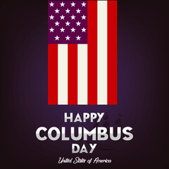 Happy Columbus Day, 10 October is a national holiday in America. The US is waving flag concept vector illustration.