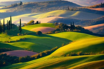 Illustration of tuscany landscape - obrazy, fototapety, plakaty