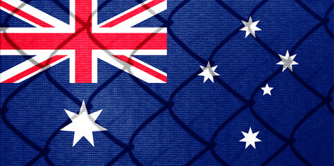 Backlight Backlight with actual Australian flag and barbed wire. Prison concept with border image....