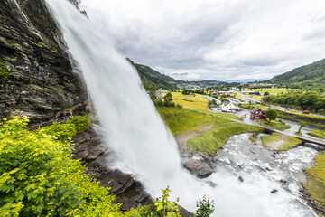 Fototapeta na wymiar Steindalsfossen waterfall near Bergen in Norway