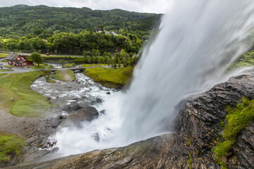 Fototapeta na wymiar Steindalsfossen waterfall near Bergen in Norway