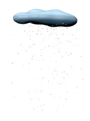 Isolated of cute cartoon Cloud and raining in mid day time  (3D Rendering)
