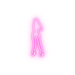 silhouette girl dancer neon icon