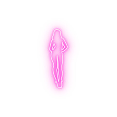silhouette girl dancer neon icon