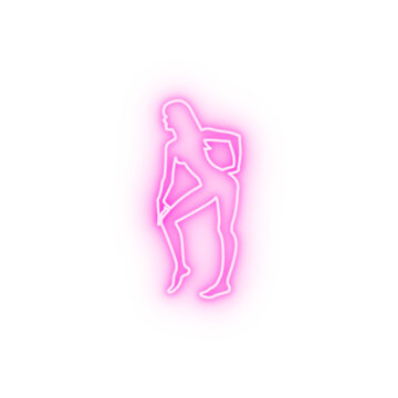 silhouette girl dancer neon icon