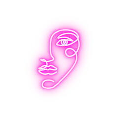 one line face woman neon icon