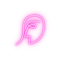 one line face woman neon icon