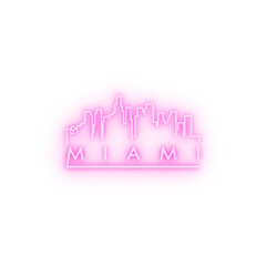 Miami City Line Silhouette Typographic Design neon icon