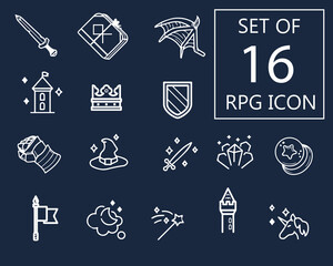 Set of one line RPG icons.
