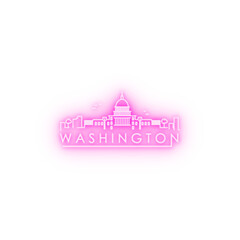 Outline Washington DC USA City Skyline with Modern Buildings Isolated on White neon icon