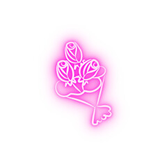 bouquet of flowers sketch neon icon