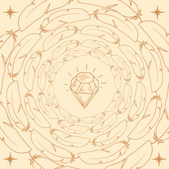 Mystic boho logo, design elements with moon, hands, star, eye. Vector magic symbols isolated on white background