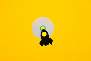 rocket hits the center of the target, creative business concept, achieving goals
