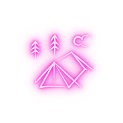 camp tent neon icon