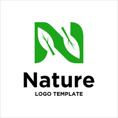 Letter N Nature logo icon design vector template elements