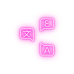 Translation words neon icon