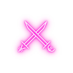 sword euro and yen outline style neon icon
