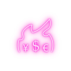 currency fire outline style neon icon
