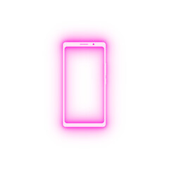 Realistic modern smartphone isolated neon icon