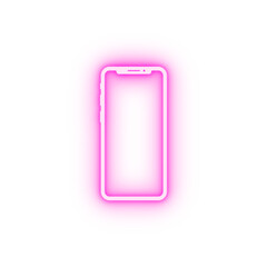 Realistic modern smartphone isolated neon icon