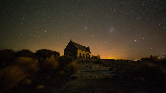 Timelapse of Aurora Australis also known as Southern Lights in South Islands, New Zealand
