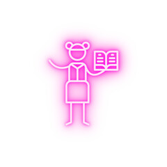 Menu waitress restaurant neon icon