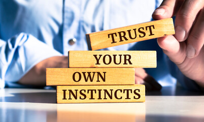 Wooden blocks with words 'Trust Your Own Instincts'.