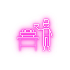 Bbq chef restaurant neon icon