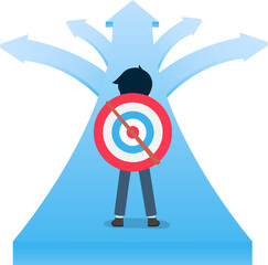 Salary Man Carry the target behind and choose a path to start a business.