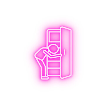 Poor And Empty Refrigerator Neon Icon