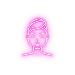 throat epilation women neon icon