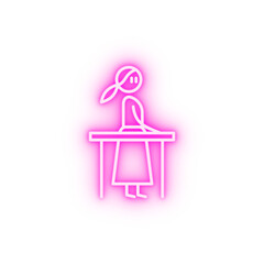 Rehabilitation physiotherapy woman neon icon