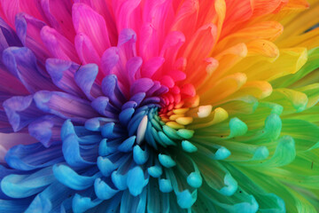 
multicolored rainbow chrysanthemums - obrazy, fototapety, plakaty