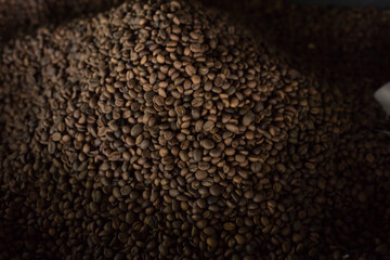 Coffee beans roasted from a coffee roaster Waiting for packing into bags to send to customers.