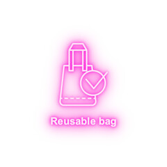 Obraz premium Reusable bag neon icon