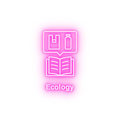Ecology book plastic neon icon