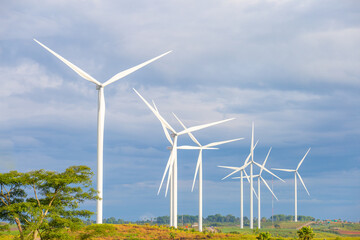 Wind farms for generating electricity, a clean alternative energy that does not cause pollution and...