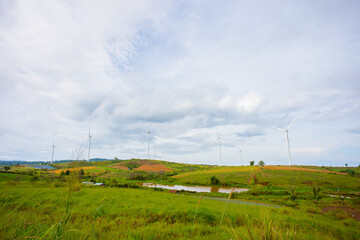 Wind farms for generating electricity, a clean alternative energy that does not cause pollution and...
