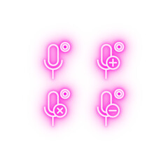 set of sound recording neon icon