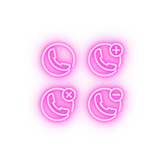 set of handset neon icon