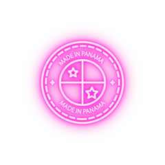 Passport stamp visa Panama made in Panama neon icon